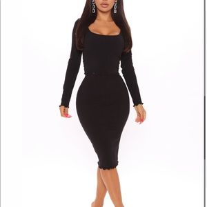 FashionNova Two Piece Skirt Set Black